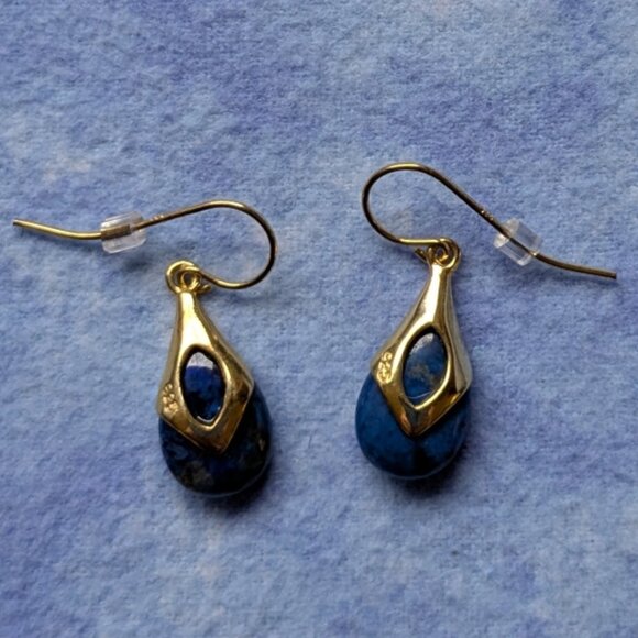 Blue stone dangle earrings - Picture 3 of 4